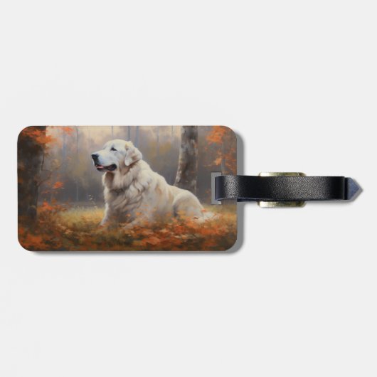 Große Pyrenäen im Herbst Leaves Fall Inspiriert Gepäckanhänger (Rückseite horizontal)