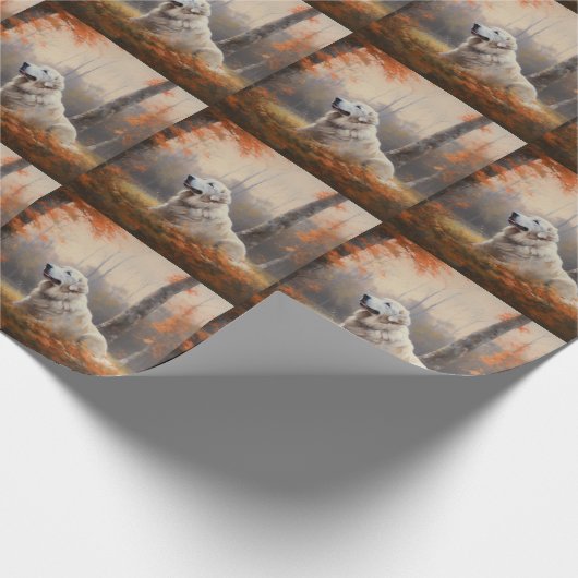 Große Pyrenäen im Herbst Leaves Fall Inspiriert Geschenkpapier (Ecke)