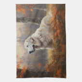 Große Pyrenäen im Herbst Leaves Fall Inspiriert Geschirrtuch (Vertikal)