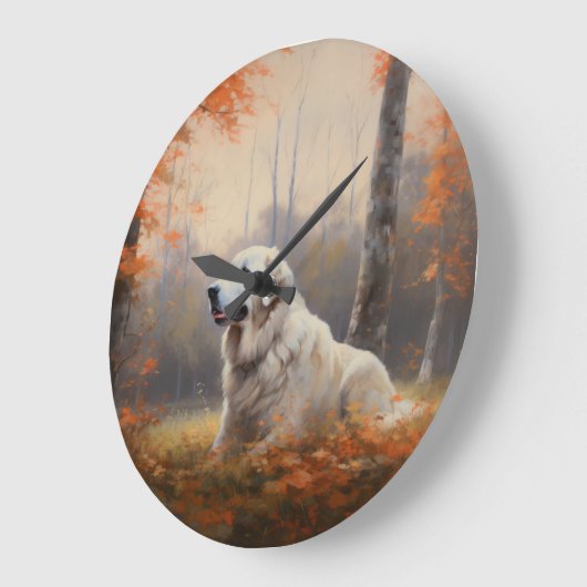 Große Pyrenäen im Herbst Leaves Fall Inspiriert Große Wanduhr (Winkel)