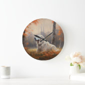 Große Pyrenäen im Herbst Leaves Fall Inspiriert Große Wanduhr (Zuhause)