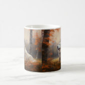 Große Pyrenäen im Herbst Leaves Fall Inspiriert Kaffeetasse (Mittel)