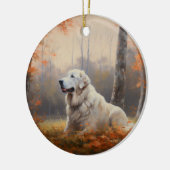 Große Pyrenäen im Herbst Leaves Fall Inspiriert Keramik Ornament (Links)