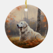 Große Pyrenäen im Herbst Leaves Fall Inspiriert Keramik Ornament (Hinten)