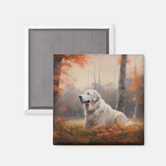 Große Pyrenäen im Herbst Leaves Fall Inspiriert Magnet (Vorderseite/Rückseite)
