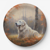 Große Pyrenäen im Herbst Leaves Fall Inspiriert Pappteller (Vorderseite)