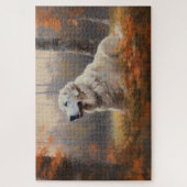Große Pyrenäen im Herbst Leaves Fall Inspiriert Puzzle (Vertikal)