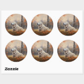 Große Pyrenäen im Herbst Leaves Fall Inspiriert Runder Aufkleber (Blatt)