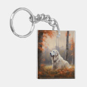 Große Pyrenäen im Herbst Leaves Fall Inspiriert Schlüsselanhänger (Vorderseite links)