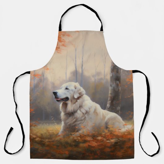 Große Pyrenäen im Herbst Leaves Fall Inspiriert Schürze (Vorderseite)