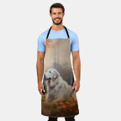 Große Pyrenäen im Herbst Leaves Fall Inspiriert Schürze (Getragen)