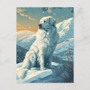 Große Pyrenäen im Schneewald bei Sonnenuntergang Postkarte