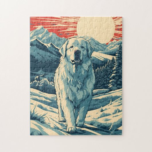 Große Pyrenäen in den schneebedeckten Bergen bei S Puzzle (Vertikal)