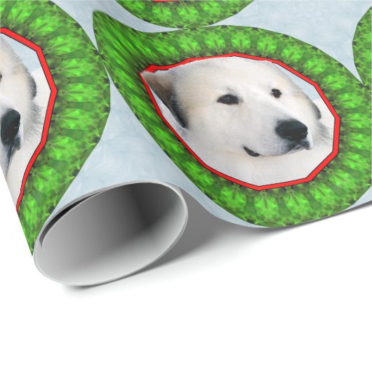 Große Pyrenäen-Kranz-Weihnachtsverpackung Geschenkpapier (Rolleneckpunkt)