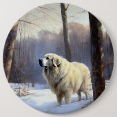 Große Pyrenäen lassen es Weihnachten erahnen Button (Vorderseite)