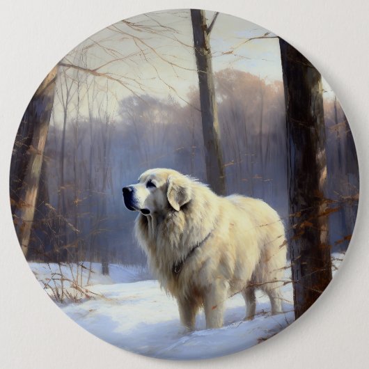 Große Pyrenäen lassen es Weihnachten erahnen Button (Vorderseite)