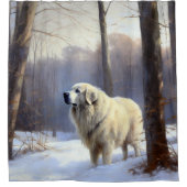 Große Pyrenäen lassen es Weihnachten erahnen Duschvorhang (Vorderseite)