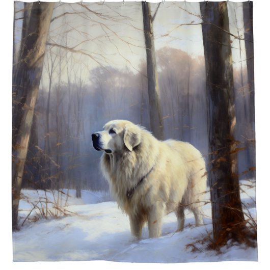 Große Pyrenäen lassen es Weihnachten erahnen Duschvorhang (Vorderseite)
