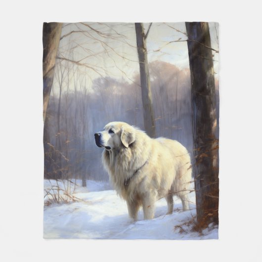 Große Pyrenäen lassen es Weihnachten erahnen Fleecedecke (Vorderseite)