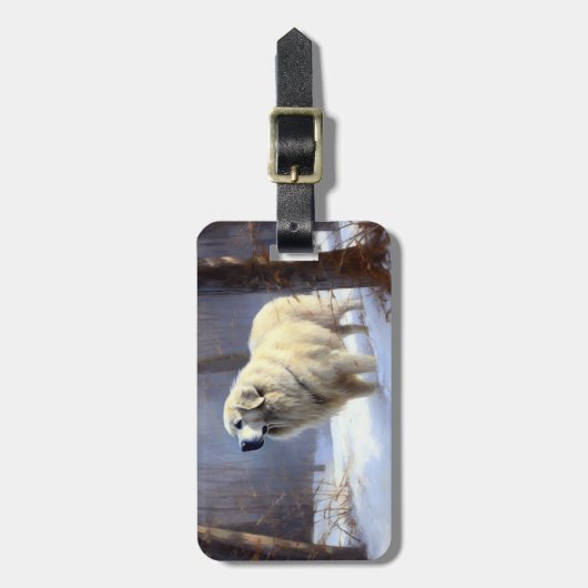 Große Pyrenäen lassen es Weihnachten erahnen Gepäckanhänger (Vorderseite vertikal)