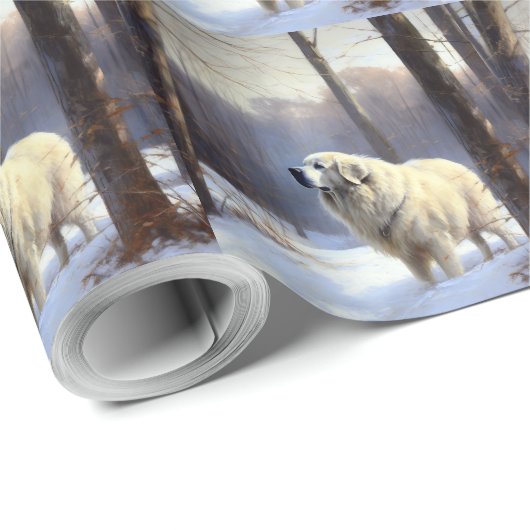 Große Pyrenäen lassen es Weihnachten erahnen Geschenkpapier (Rolleneckpunkt)