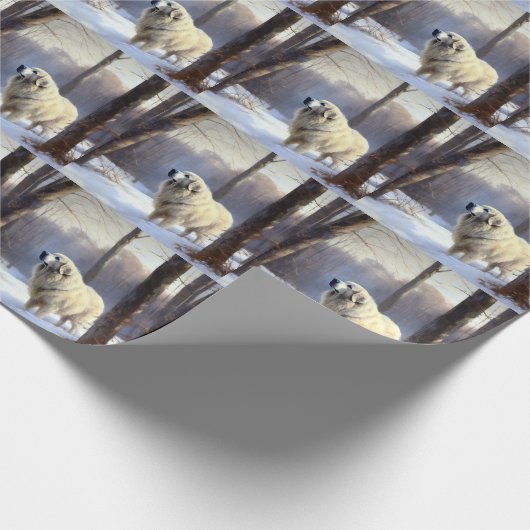 Große Pyrenäen lassen es Weihnachten erahnen Geschenkpapier (Ecke)