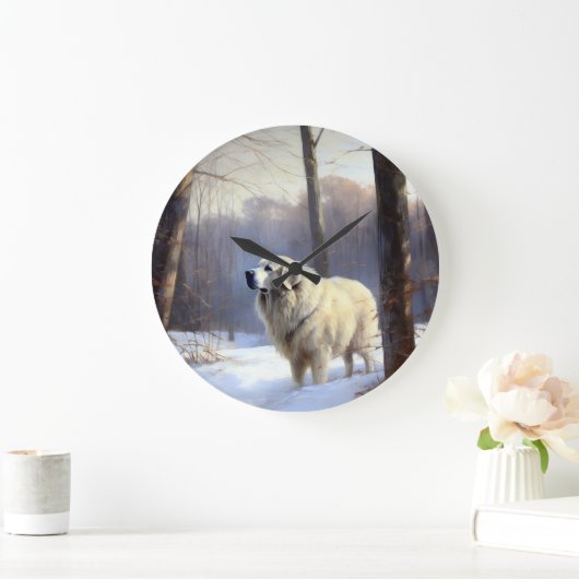 Große Pyrenäen lassen es Weihnachten erahnen Große Wanduhr (Zuhause)