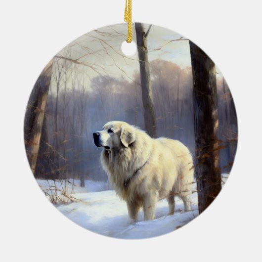 Große Pyrenäen lassen es Weihnachten erahnen Keramik Ornament (Hinten)