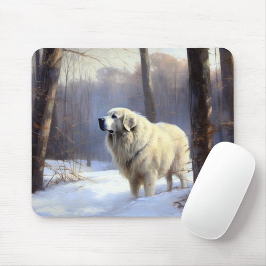 Große Pyrenäen lassen es Weihnachten erahnen Mousepad (Mit Mouse)