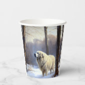 Große Pyrenäen lassen es Weihnachten erahnen Pappbecher (Rückseite)