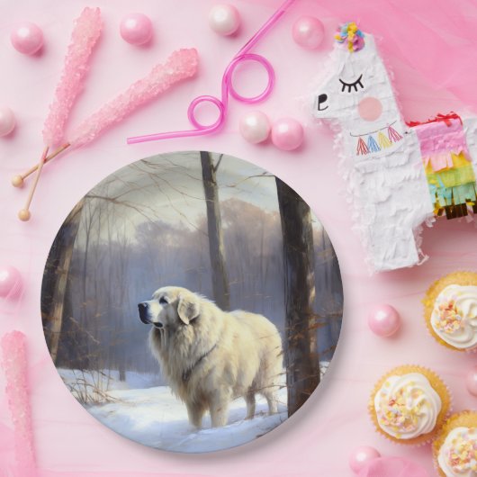 Große Pyrenäen lassen es Weihnachten erahnen Pappteller (Party)