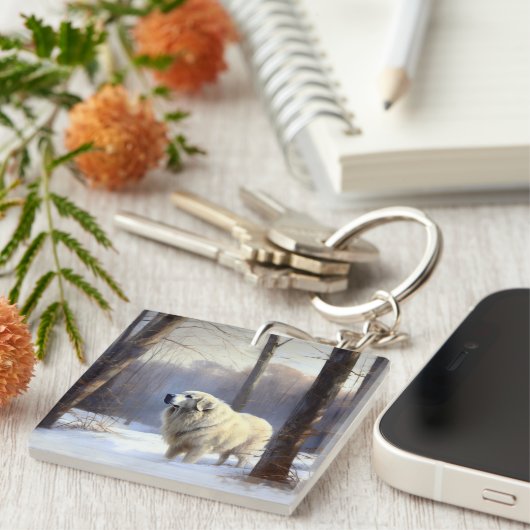 Große Pyrenäen lassen es Weihnachten erahnen Schlüsselanhänger (Vorderseite rechts)