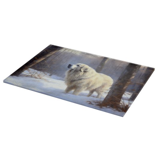 Große Pyrenäen lassen es Weihnachten erahnen Schneidebrett (Ecke)