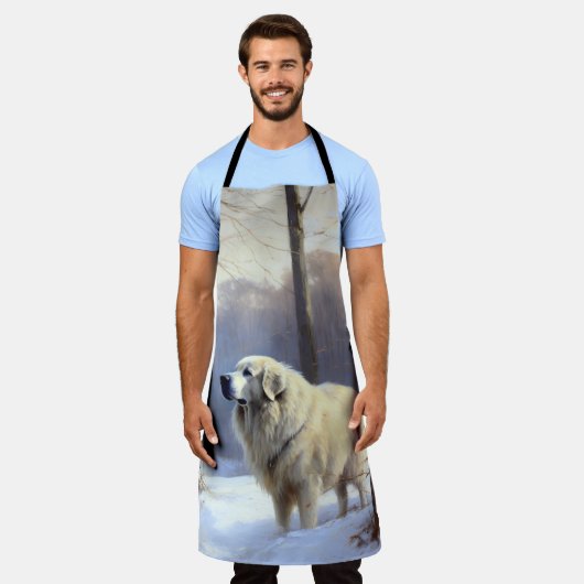 Große Pyrenäen lassen es Weihnachten erahnen Schürze (Getragen)