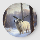 Große Pyrenäen lassen es Weihnachten erahnen Wanduhr (Vorderseite)