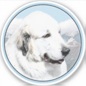 Große Pyrenäen Malerei - Original Hunde Kunst Aufkleber (Vorderseite)