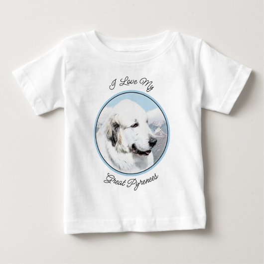 Große Pyrenäen Malerei - Original Hunde Kunst Baby T-shirt (Vorderseite)