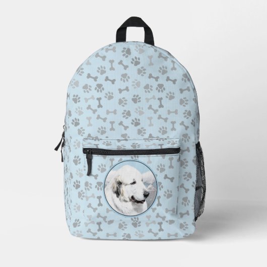 Große Pyrenäen Malerei - Original Hunde Kunst Bedruckter Rucksack (Vorderseite)