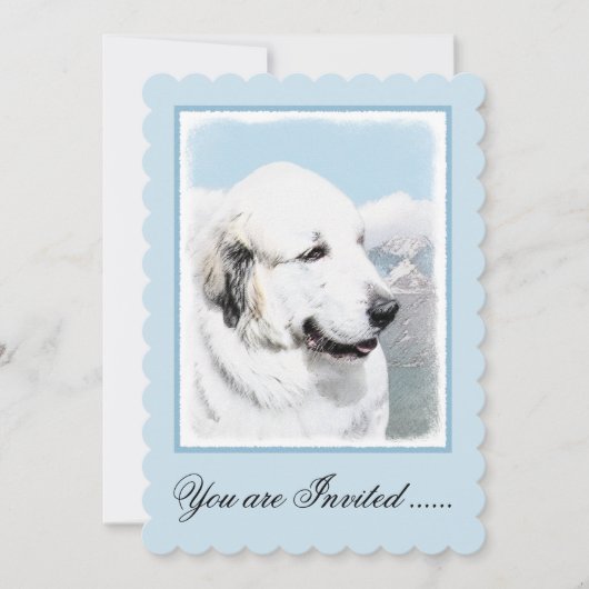 Große Pyrenäen Malerei - Original Hunde Kunst Einladung (Vorderseite)