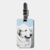 Große Pyrenäen Malerei - Original Hunde Kunst Gepäckanhänger (Vorderseite vertikal)