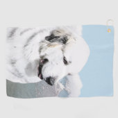 Große Pyrenäen Malerei - Original Hunde Kunst Golfhandtuch (Horizontal)