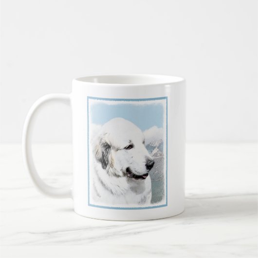 Große Pyrenäen Malerei - Original Hunde Kunst Kaffeetasse (Links)