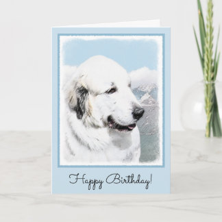 Große Pyrenäen Malerei - Original Hunde Kunst Karte