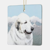 Große Pyrenäen Malerei - Original Hunde Kunst Keramikornament (Links)