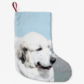 Große Pyrenäen Malerei - Original Hunde Kunst Kleiner Weihnachtsstrumpf (Vorderseite)