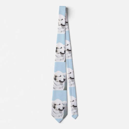 Große Pyrenäen Malerei - Original Hunde Kunst Krawatte (Vorderseite)