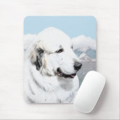 Große Pyrenäen Malerei - Original Hunde Kunst Mousepad (Mit Mouse)