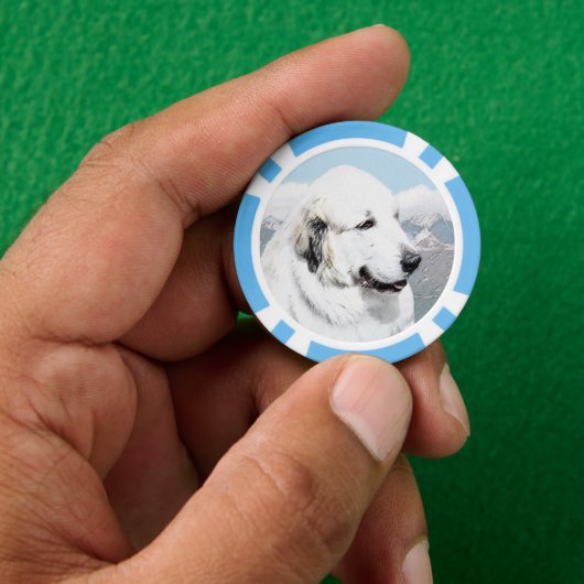 Große Pyrenäen Malerei - Original Hunde Kunst Pokerchips (Hand)