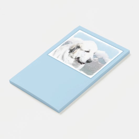 Große Pyrenäen Malerei - Original Hunde Kunst Post-it Klebezettel (angewinkelt)