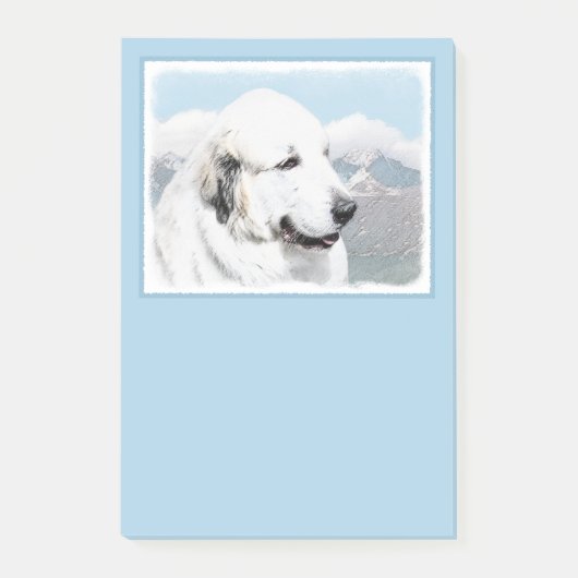 Große Pyrenäen Malerei - Original Hunde Kunst Post-it Klebezettel (Vorderseite)
